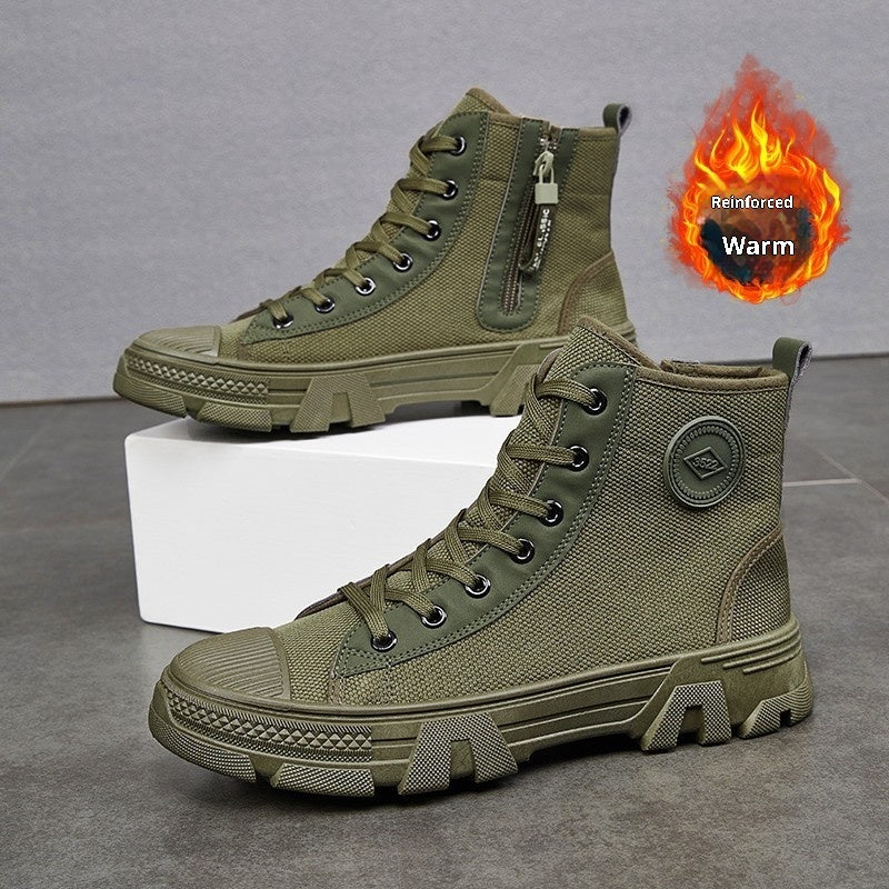 Breathable Men's High-top Non-slip Wear-resistant Side Zipper Protective Shoes