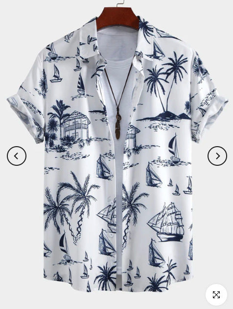 Fashion Men's Art Printed Short Sleeve Shirt   (Available)