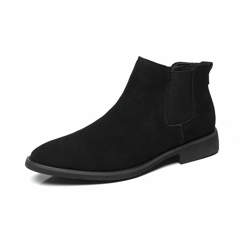 Breathable Autumn And Winter British Style Pointed Suede Short Martin Boots For Men