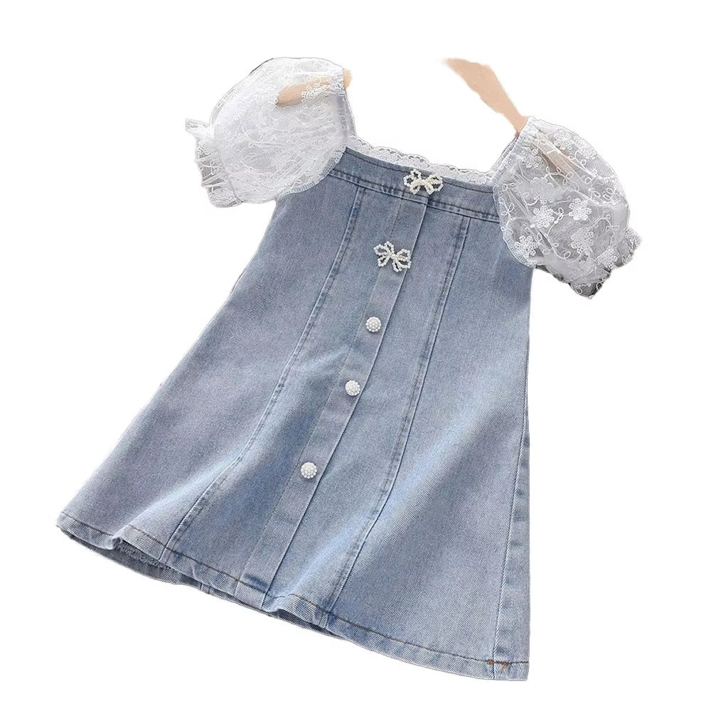 Cowboy Clothing Puff Sleeves Princess Dress for Kids Girls