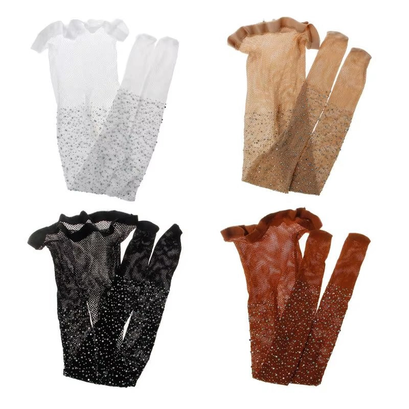 New Fashion Girls Tights Toddler Kids Baby Rhinestone Fishnet Tights Girls Children Mesh Stockings Hollow Out Pantyhose Fish Net
