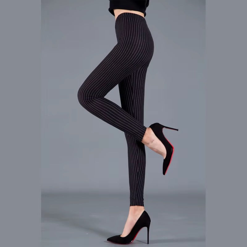 Women Plaid Leggings Fashion Print Fitness Houndstooth Floral Stripe Dot Leopard Pure Black Pants High Waist Trousers (Available)