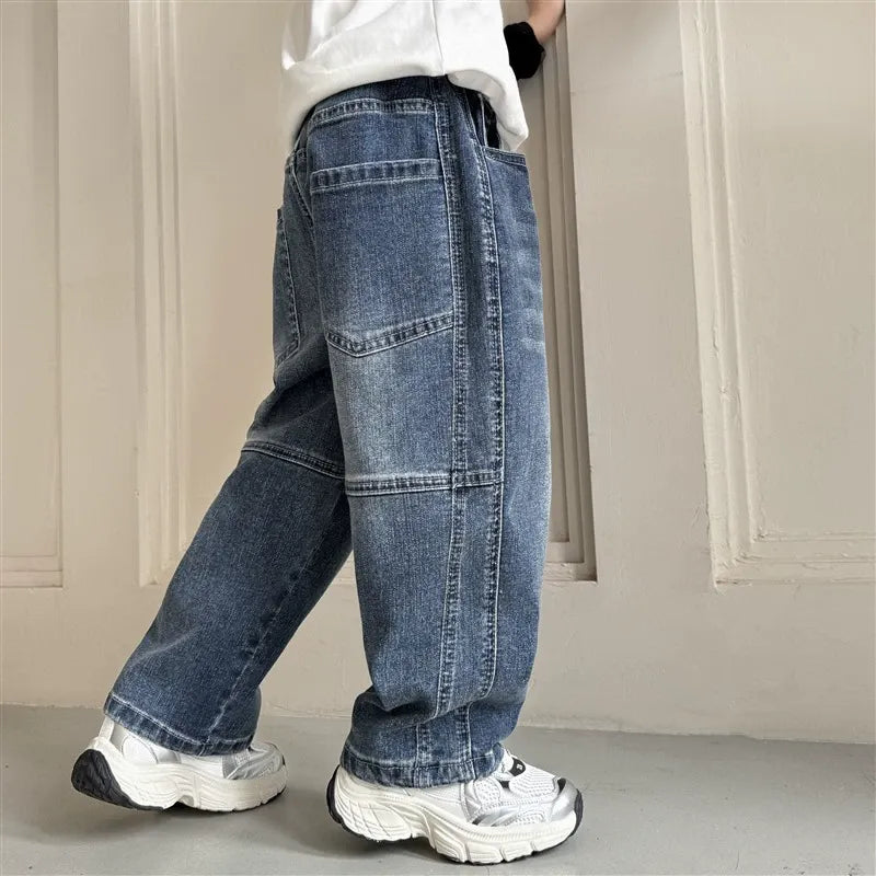 Denim trousers stylish wide-leg pants
