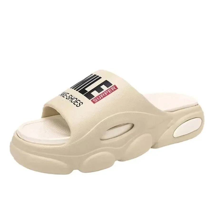 Men Thick Sole Summer Beach Slides Bathroom Anti Slip Slipper Soft Sandals Light Letter Shoes Men Slippers Platform Sandals - Mom & Kids