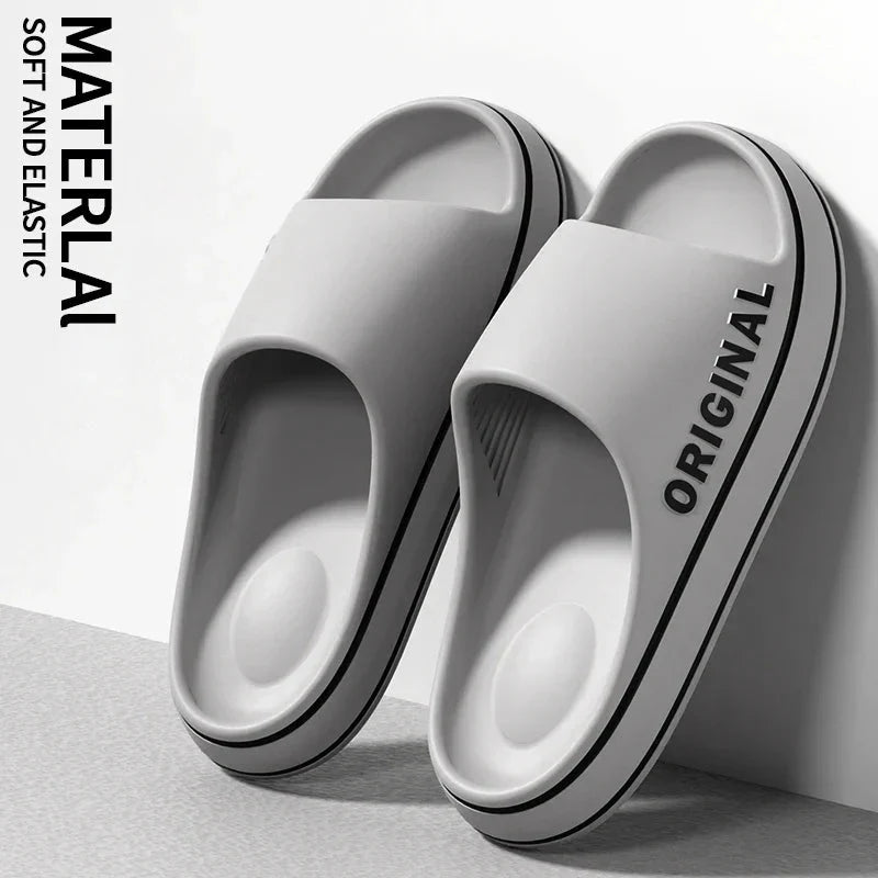 Mens Thick Sole Indoor Bathroom Anti Slip Shoes Summer Couple Sandals Feslishoet Women Letter Slippers Beach Slides Solid Color - Mom & Kids