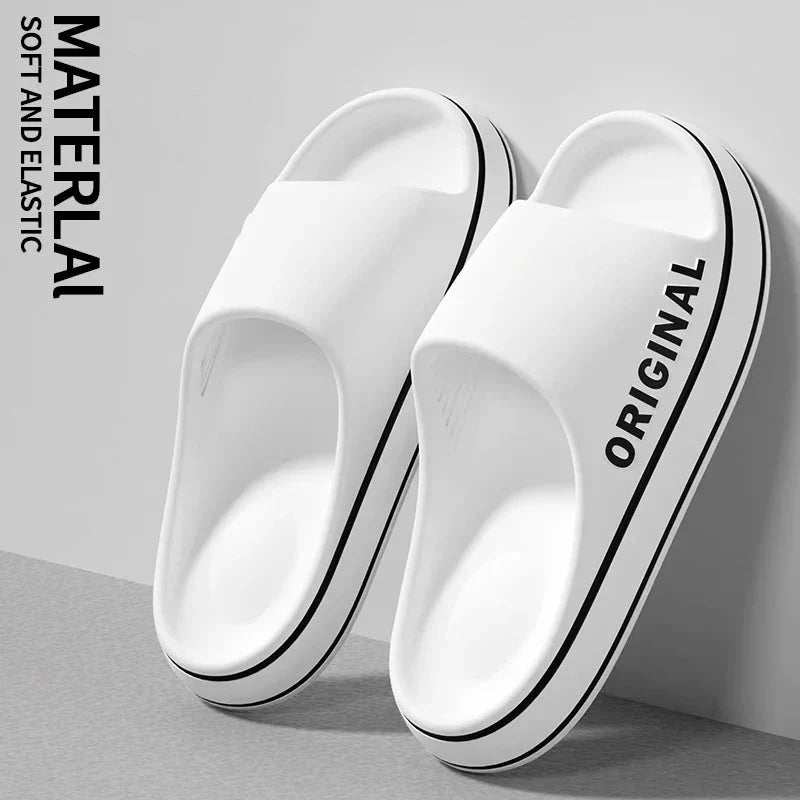 Mens Thick Sole Indoor Bathroom Anti Slip Shoes Summer Couple Sandals Feslishoet Women Letter Slippers Beach Slides Solid Color - Mom & Kids