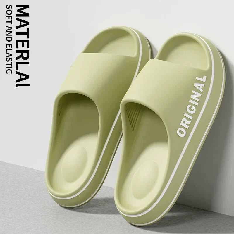 Mens Thick Sole Indoor Bathroom Anti Slip Shoes Summer Couple Sandals Feslishoet Women Letter Slippers Beach Slides Solid Color - Mom & Kids