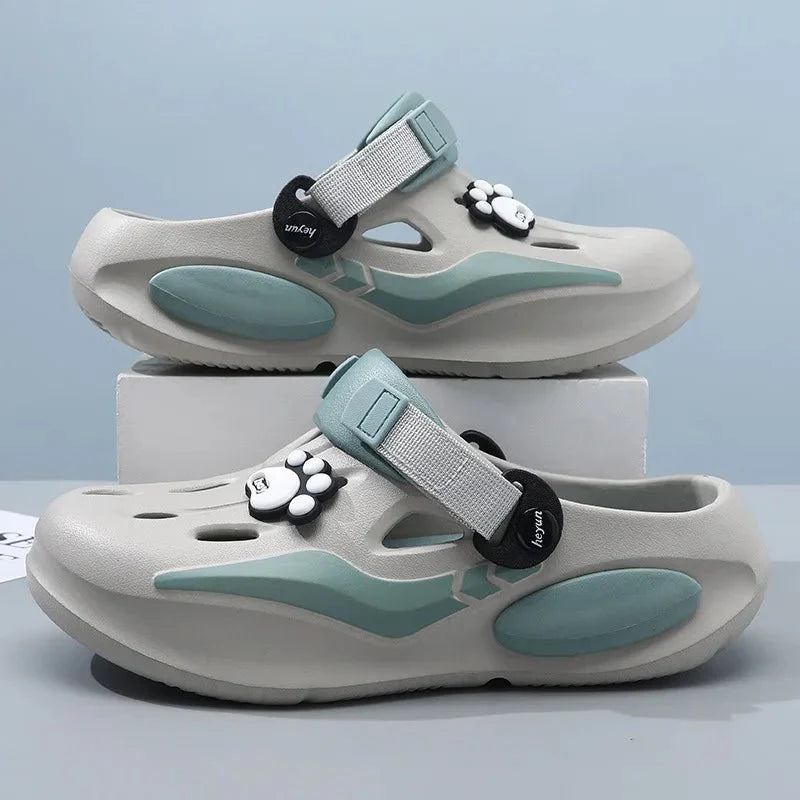 New Summer Men's Barefoot Sandals Soft Sole Comfortable Breathable Non Slip Tulip Slippers Thick Sole Casual Walking Beach Shoes - Mom & Kids