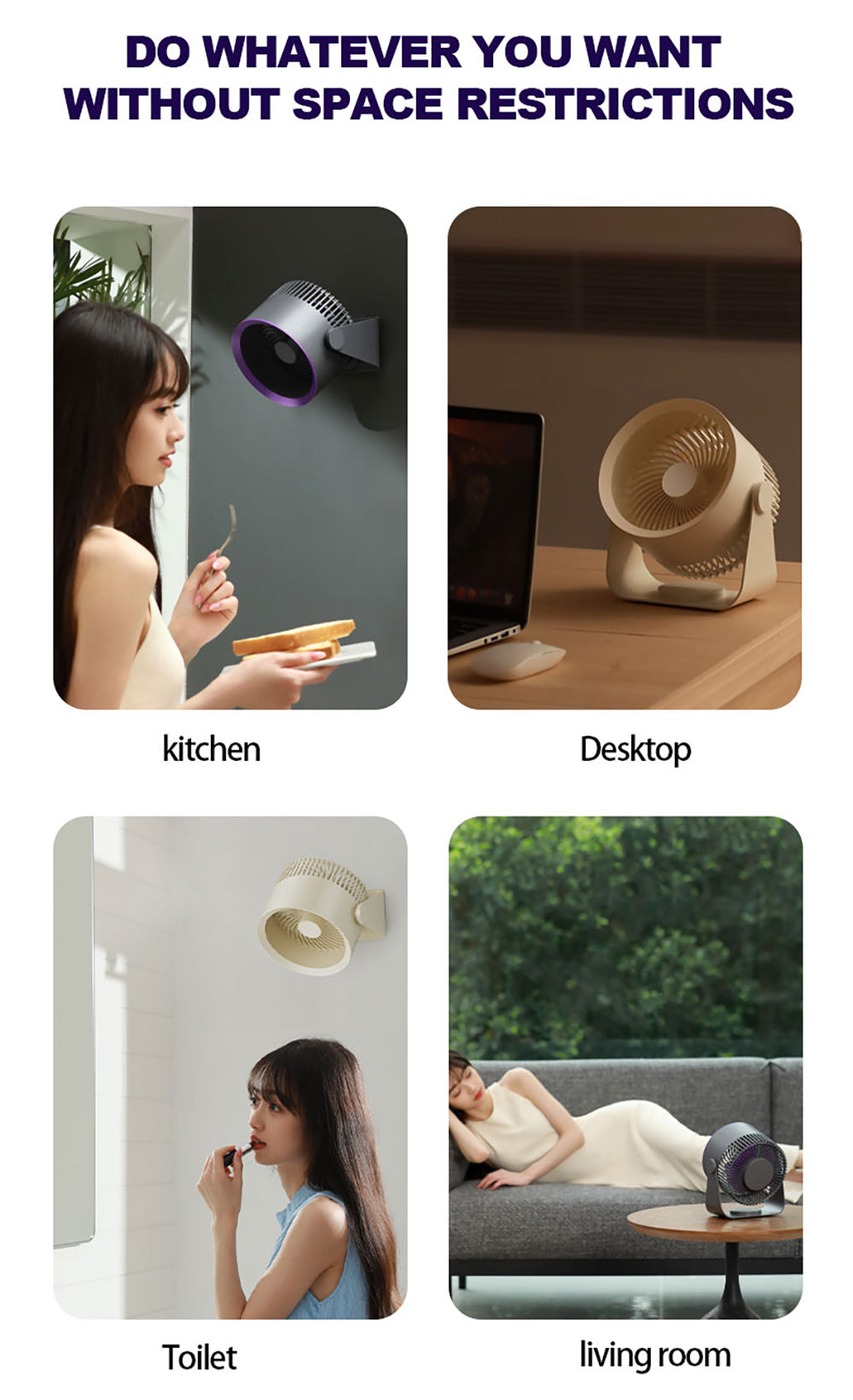 🪭 Multifunctional 360° Rotation Portable Rechargeable Air Cooling Circulating Fan!! ( Available )