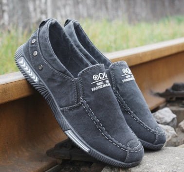 Summer new men's canvas shoes a pedal breathable lazy shoes men low to help the old Beijing cloth shoes spring casual shoes - Mom & Kids